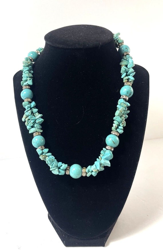Vintage Chunky Turquoise Necklace Adjustable Lengt