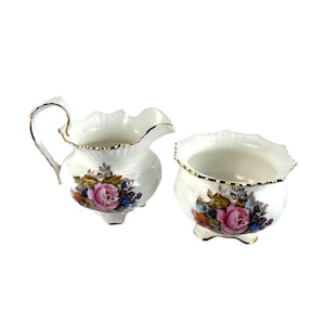 Vtg Aynsley England Creamer Sugar Bowl Set Bailey Pink Cabbage Rose Made England