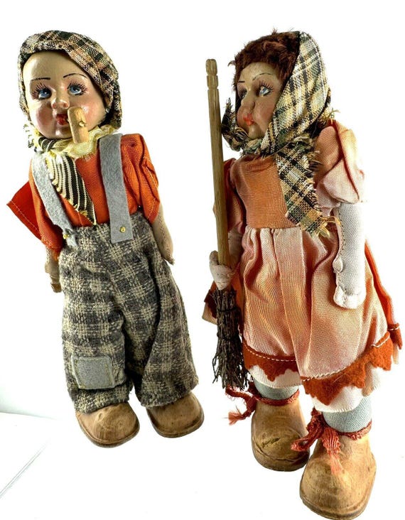 ヴィンテージ 1950 年代 イタリア製 男の子と女の子の人形 ペア 7