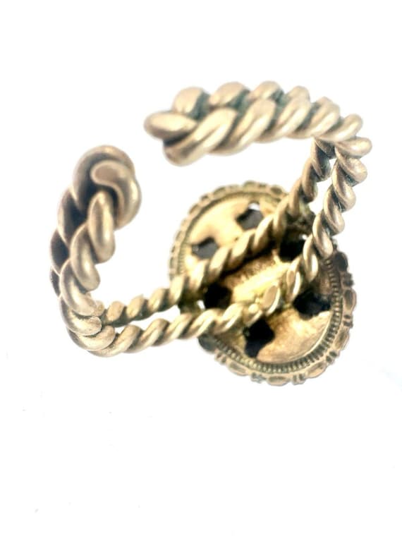 Vtg Large Ruby In Zoisite Cabochon Ring Gold Tone… - image 10