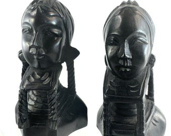 2 つのヴィンテージ インドネシア木彫り彫像 バリ島民芸品 女性 - Etsy