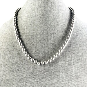 Vtg Taxco Silver Beaded Necklace OAC Mexico 8mm Bead Chain 925