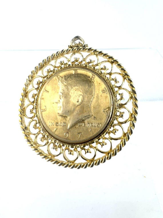 Collana Con Mezzo Dollaro John F. Kennedy - Moneta USA In Condizioni Perfette - Catena 24"