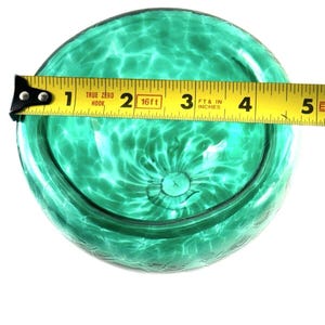 Studio Art Glass Teal Green Spiralled Hollow Hand Blown Double Wall 5 Bowl Vtg image 10