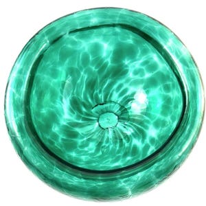 Studio Art Glass Teal Green Spiralled Hollow Hand Blown Double Wall 5 Bowl Vtg image 5