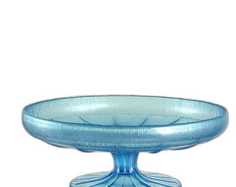 Vintage Fenton Celeste Blue Stretch Glass Salver