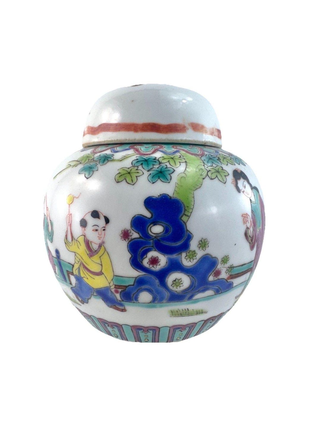 Antique Chinese Liling Porcelain Famille Verte Lidded Jar Ginger Jar ...