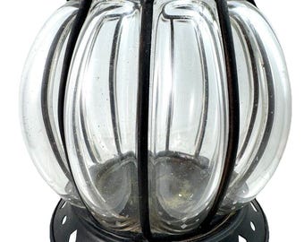 Vintage Blown Caged Bubble Glass  Voltige Candle Holder Vase Clear Round