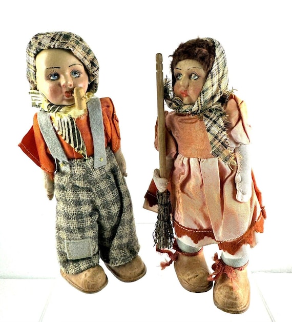 アンティーク お人形 ペア ヴィンテージ 1950 年代 イタリア製 男の子と女の子の人形 ペア 7