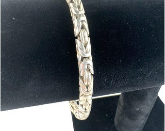 Sterling Silver Woven Chain Bracelet | Hook Clasp | Unisex 925