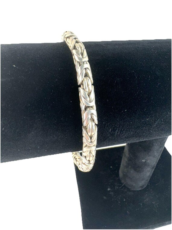 Vintage Mens Sterling Silver Bracelet Byzantine Balinese 925 Hook