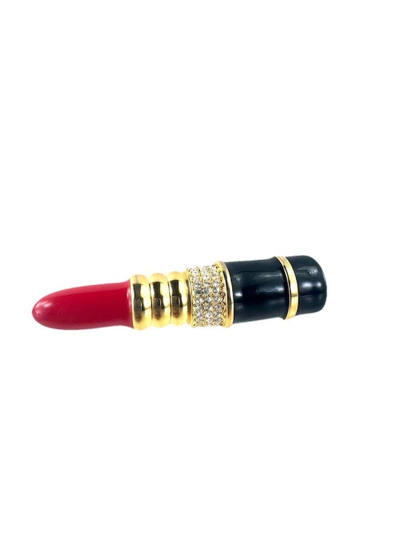Vtg Kenneth Lane KJL Rhinestone Red Lipstick Broo… - image 1
