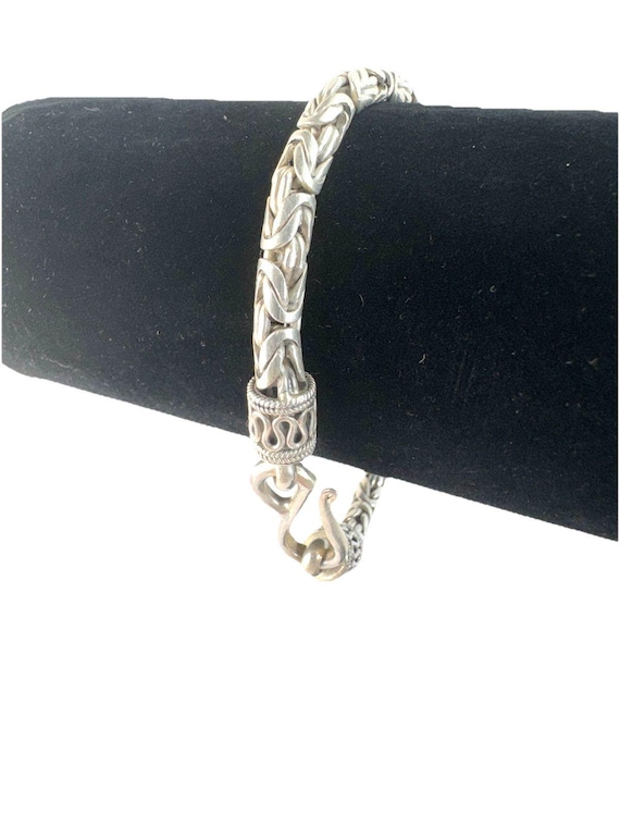 VINTAGE SILVER 925 ビザンチンブレスレット Vintage Mens Sterling Silver Bracelet Byzantine Balinese 925 Hook