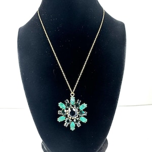 Vtg Schreiner Juliana Style Rhinestone Pendant Necklace SS 925 Chain Unsigned