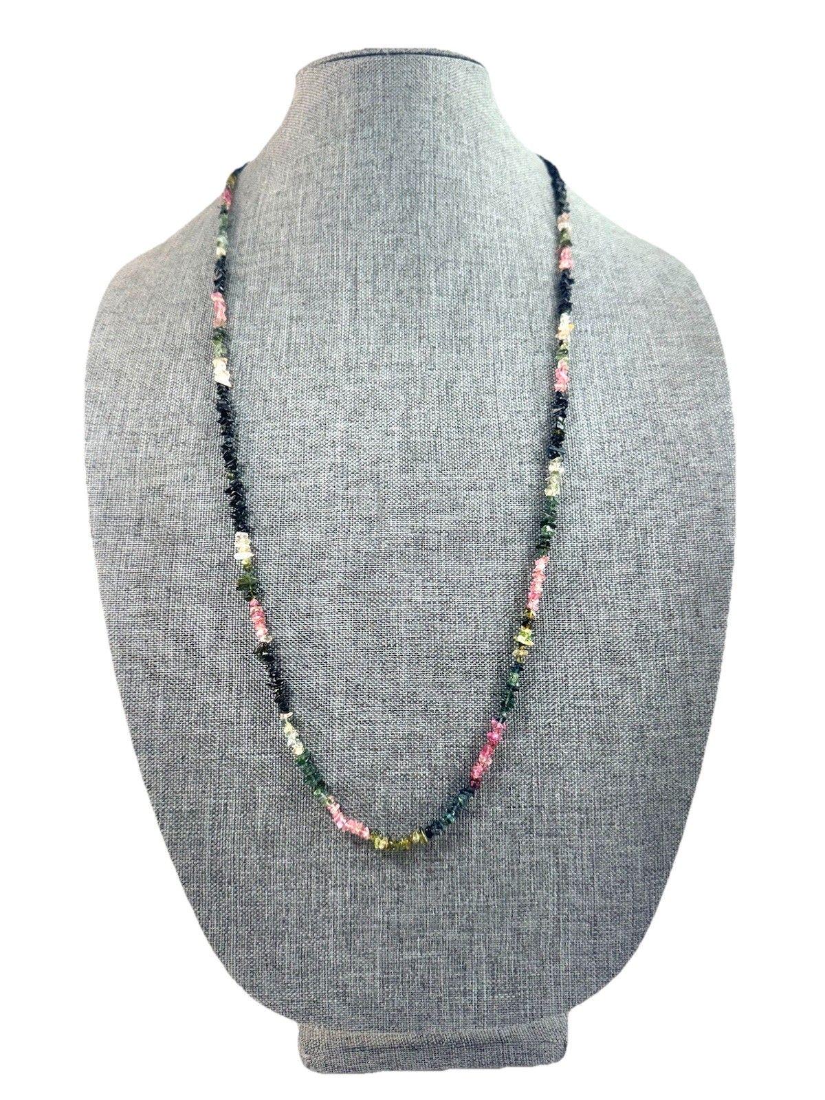 thumbnail image 2 of Natural Watermelon Tourmaline Beaded Necklace – 75 Cts, Round Shape, 19 Inch 2 of 3