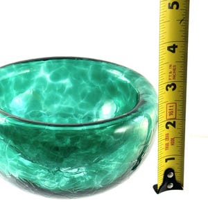 Studio Art Glass Teal Green Spiralled Hollow Hand Blown Double Wall 5 Bowl Vtg image 9