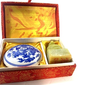 Vintage Chinese Jade Snake Chop Stamp Carved Name Stamp