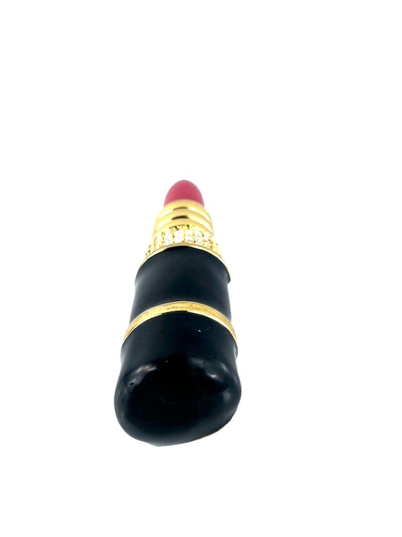 Vtg Kenneth Lane KJL Rhinestone Red Lipstick Broo… - image 2
