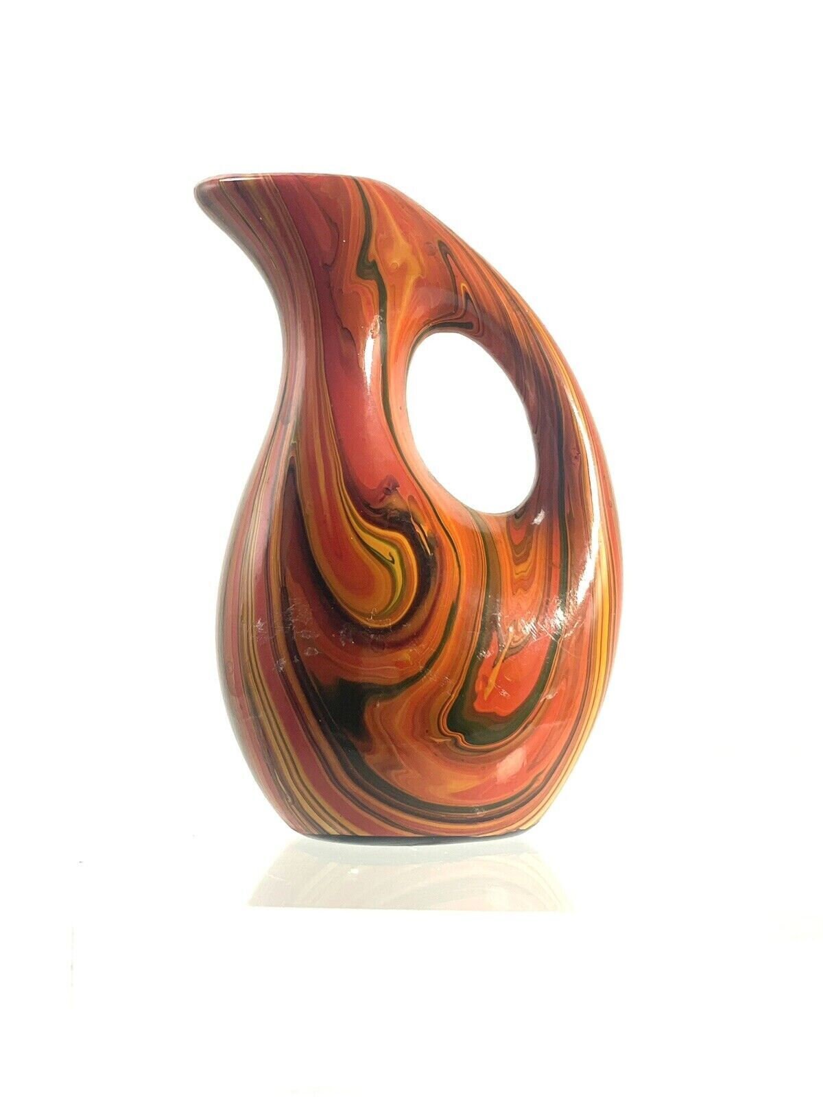 Vintage Five-color Glaze Vase Single Flower W/ Handle Made in