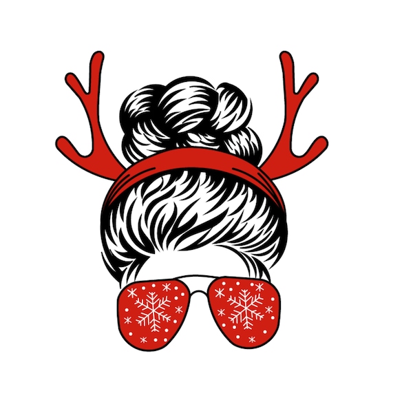 Christmas Reindeer & Glasses svg,Christmas svg,,Reindeer Hat png, Christmas Girl svg,winter svg, cricut silhouette vinyl cutter file