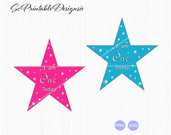 Download Clip Art Art Collectibles Star Design Silhouette Download I Am One Today 1st Birthday Svg First Birthday Outfit Cricut File Laser Cutting File