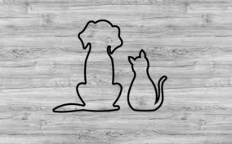 Dog and Cat Best Friends Outline Svg,cat Png,dog and Cat Png, Dog and ...