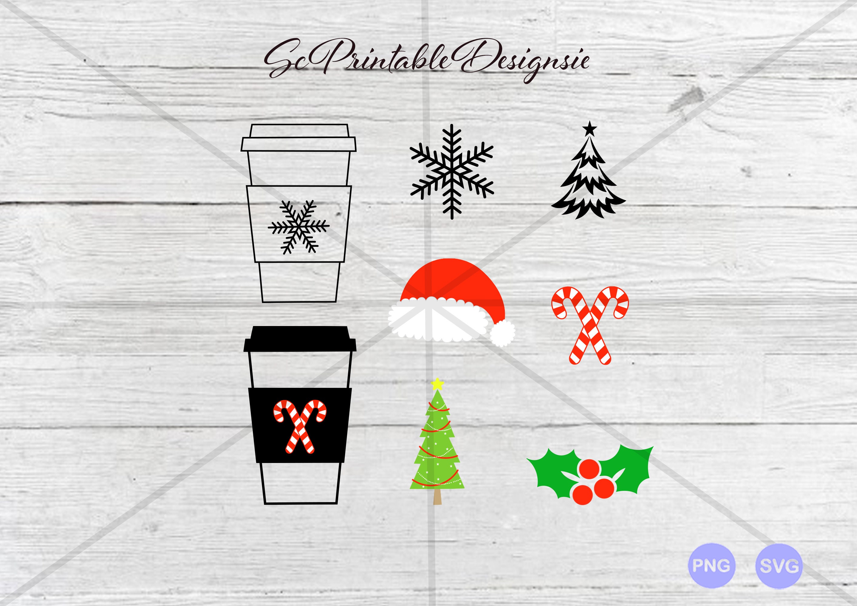 Christmas Coffee Cup Svg Coffee Cup Bundle Takeaway Cup Svg Etsy