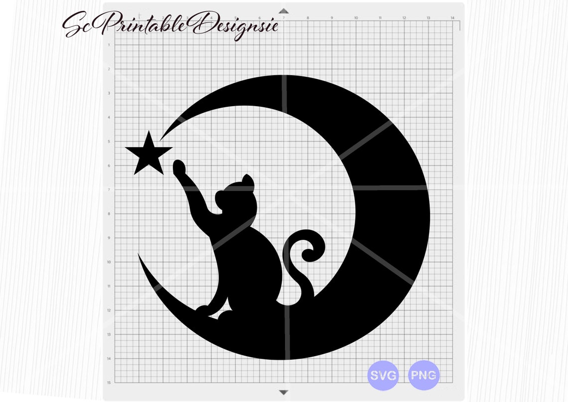 Cat on the Moon Svg, Cat on the Moon Png, Cat Svg, Moon Svg, Cat Png