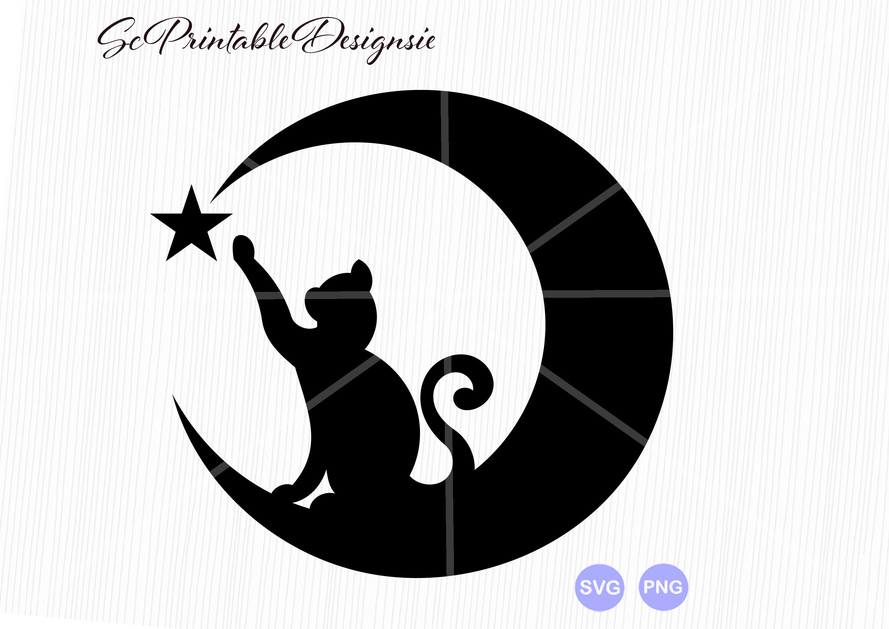 Katze auf dem Mond svg Katze auf dem Mond png Katze svg - Etsy.de