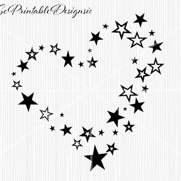 Heart Star SVG, Heart Star clipart, Heart Star vector, Heart Star png, Heart star cricut cut file, Heart star silhouette file