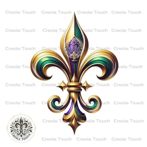 Flor de lis, Mardi Gras, PNG, Descarga instantánea, Púrpura, Verde y dorado, Nueva Orleans, Nola, Símbolo francés