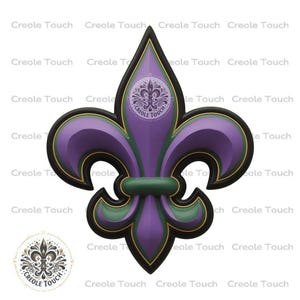 Fleur De Lis, Mardi Gras, PNG, Instant download, Purple green gold, New Orleans, Nola, French Symbol