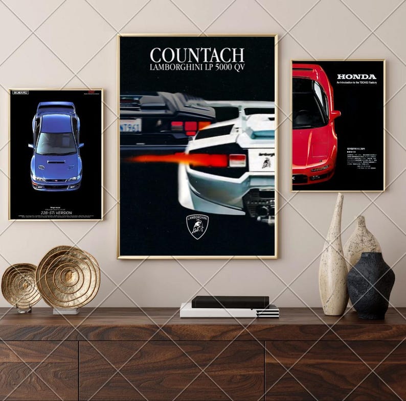 Lamborghini Countach Poster – Retro Supercar Printable Wall Art – Car ...