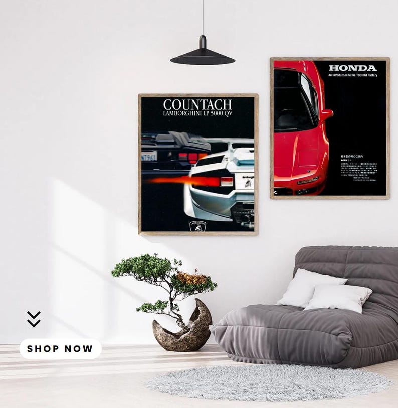 Lamborghini Countach Poster – Retro Supercar Printable Wall Art – Car ...