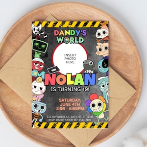 Dandys World Birthday Party Invitation Template • Customizable and Printable on Canva • Roblox Gamer Gift