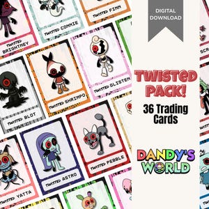 Dandys World Player Trading Cards • TWISTED PACK • Includes Dyle + Brusha • DIGITAL Download • Perfect Gift, Birthday Party Favors, Bookmark
