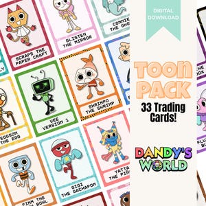 Tarjetas coleccionables de Dandys World Player (¡Incluye BLOT!) • TOON PACK • Descarga digital • Regalo perfecto para jugadores, recuerdos de fiestas de cumpleaños, marcapáginas