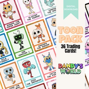 Dandys World Player Trading Cards (Including Brusha & Dyle!) • TOON PACK • Digital Download • Perfect Gift, Birthday Party Favors, Bookmarks