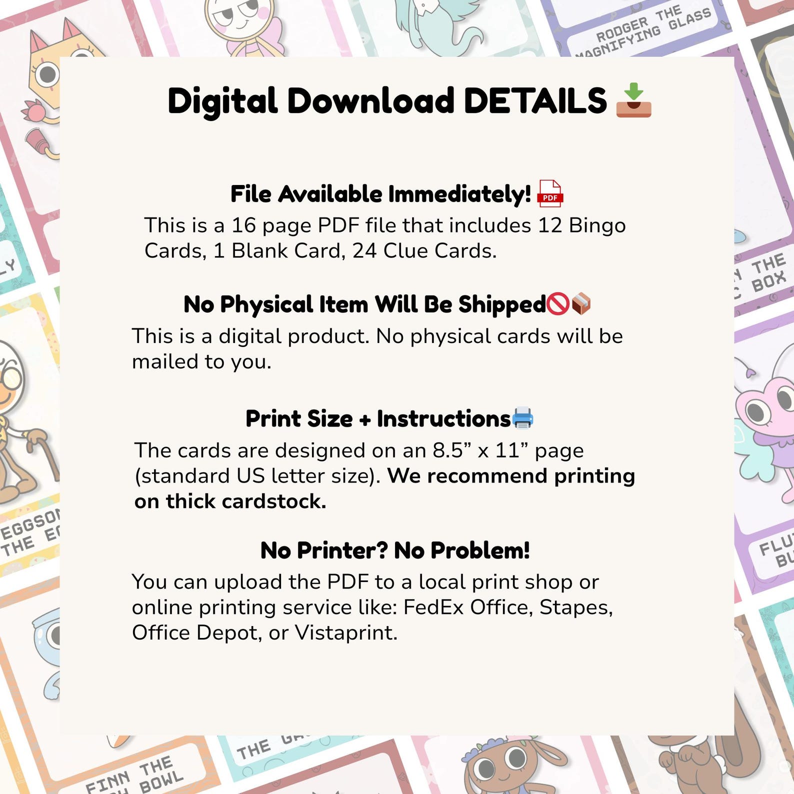 Fun Pdf Dandy's World Bingo & Toon Clue Game: Birthday Party Fun (PDF Download ...