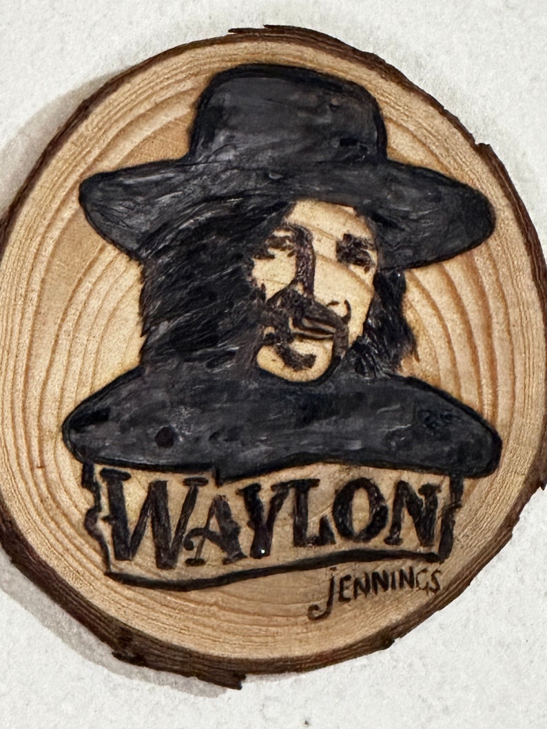 Waylon Color Waylon Jennings - Wood Burned Pyrography Artwork - Etsy