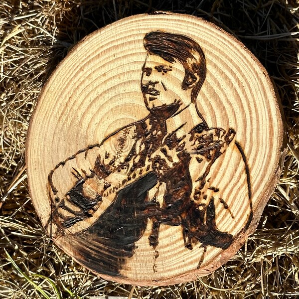 Glen Campbell  - Wood Burned Pyrography Artwork