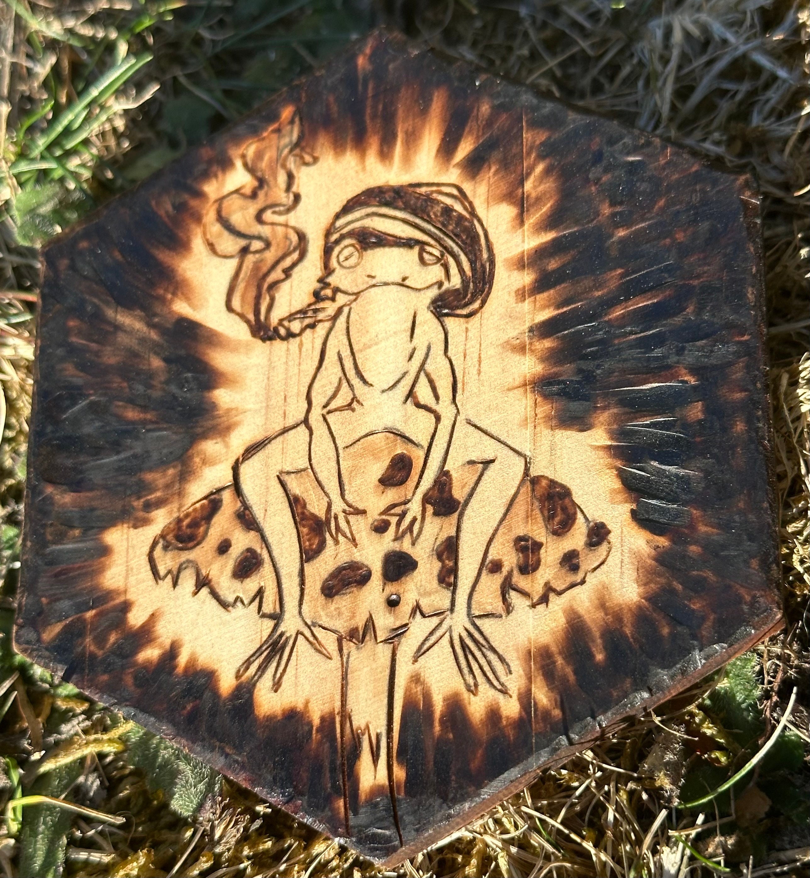 Wood Burning アート/趣味♬ 新品 Bear Forrest Wooden Art Rustic Handmade Wood Burning Unique Poster