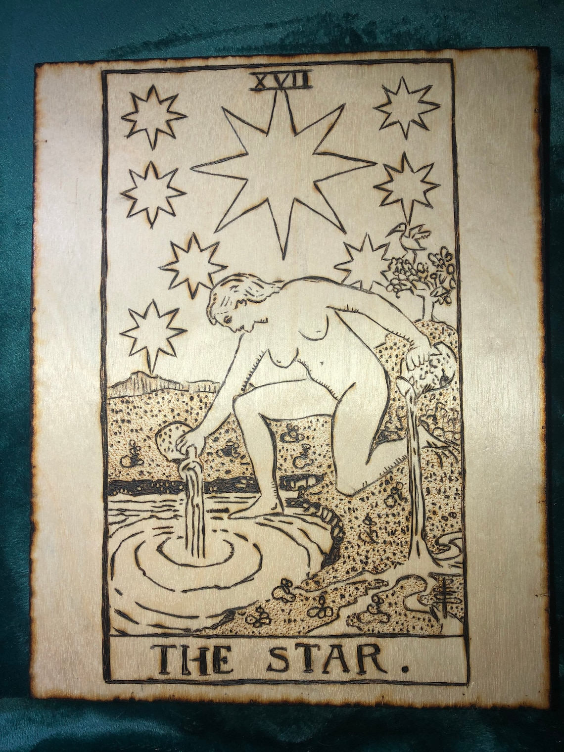 Star Rider Waite The Star - Rider Waite Tarot Card - Wood Burned Pyrography Artwork - Etsy