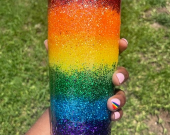 Personalized Glitter Rainbow Pride Tumbler Custom Insulated Cup Gay Pride Rainbow Glitter Cup, Glitter Tumbler, PRIDE, LBGTQIA, Pride Month,