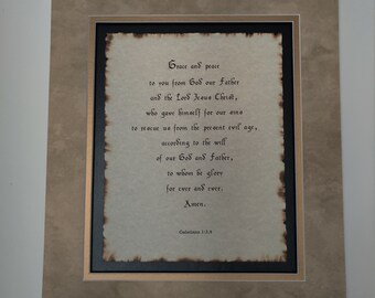 Galatians 1:3,4 Grace and peace to you from God our Father...  Gods word, bible verses, scripture, custom matting and framing