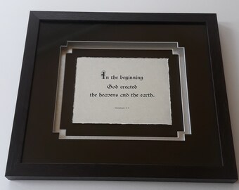Genesis 1:1   In the beginning God created the heavens and the earth.  bible verses, Gods word, custom matting and framing