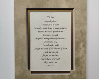 Psalm 23:1-4  The Lord is my shepherd, Gods word, bible verses, scripture, custom matted and framed