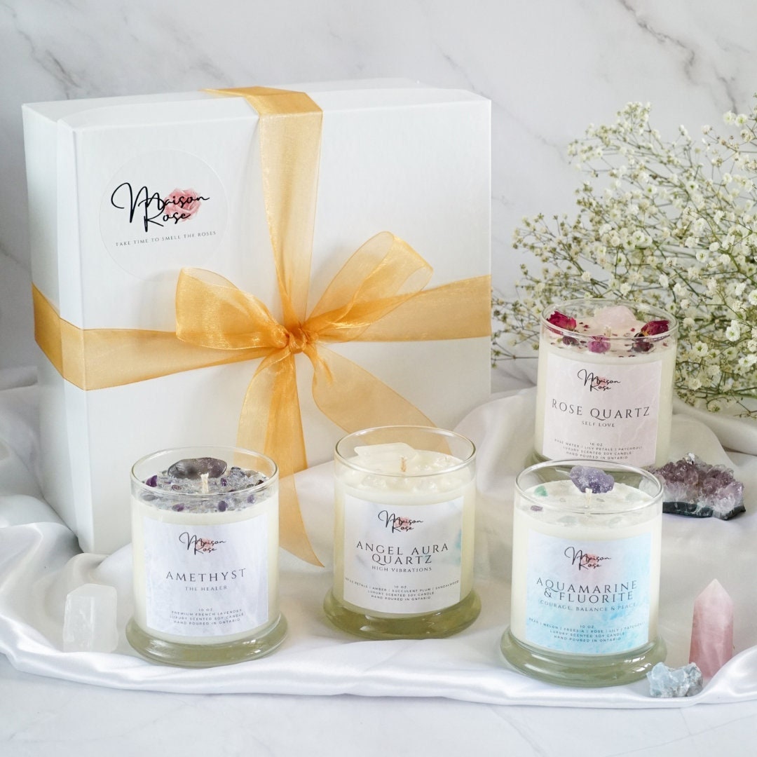Crystal Healing Gift Box, Gifts, Gemstone Candles, Gift Box, Gift Set