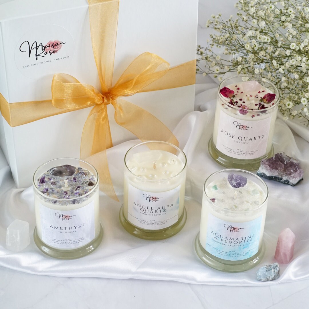 Crystal Healing Gift Box, Gifts, Gemstone Candles, Gift Box, Gift Set