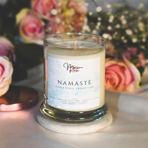 Namaste Soy Candle, eco candle, clean burning candle, incense candle, grounding candle, yoga candles, meditation candles, self care candles